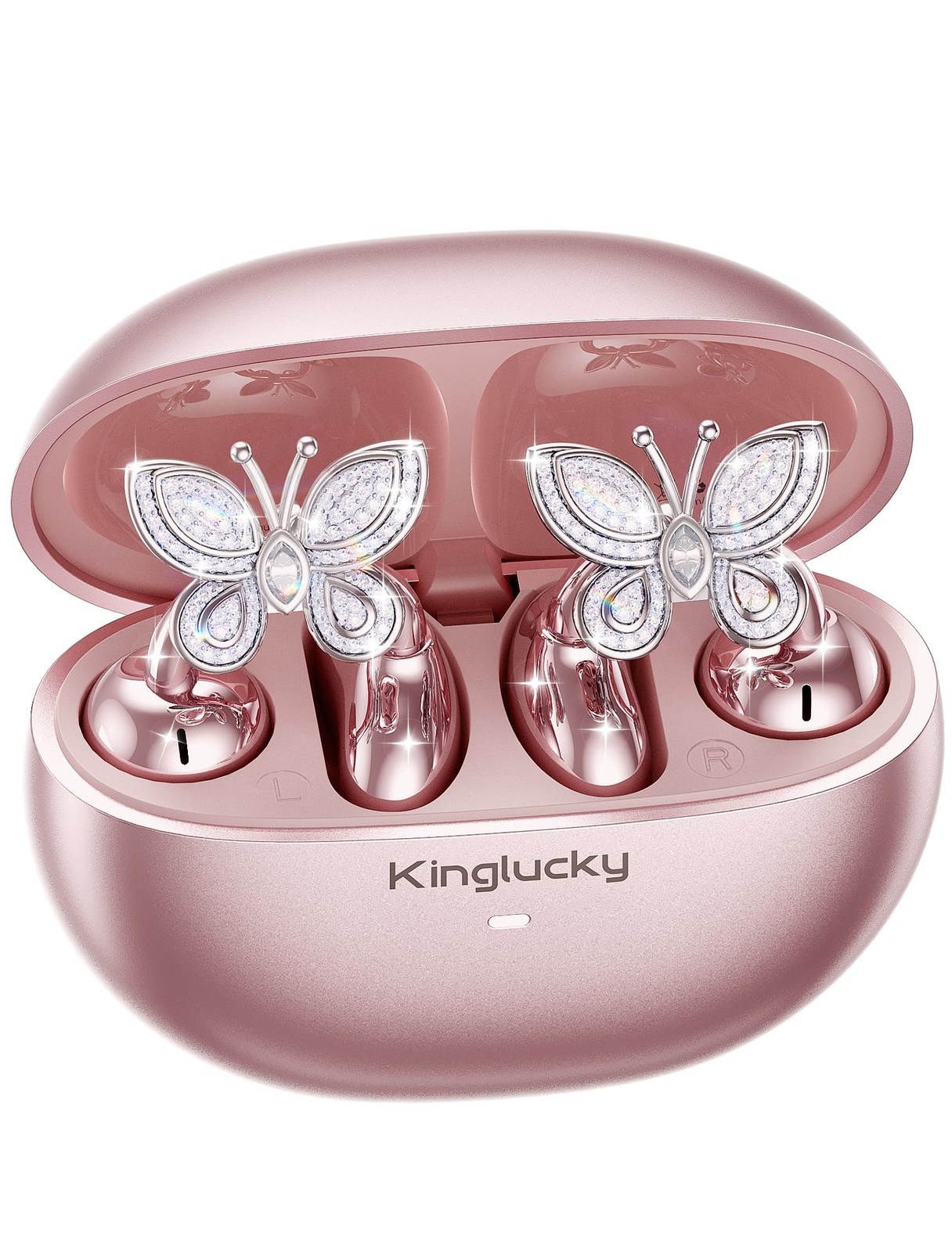 Jewelry-Inspired Clip-On Earbuds with Butterfly Earrings, Comfortable Fit & 5…