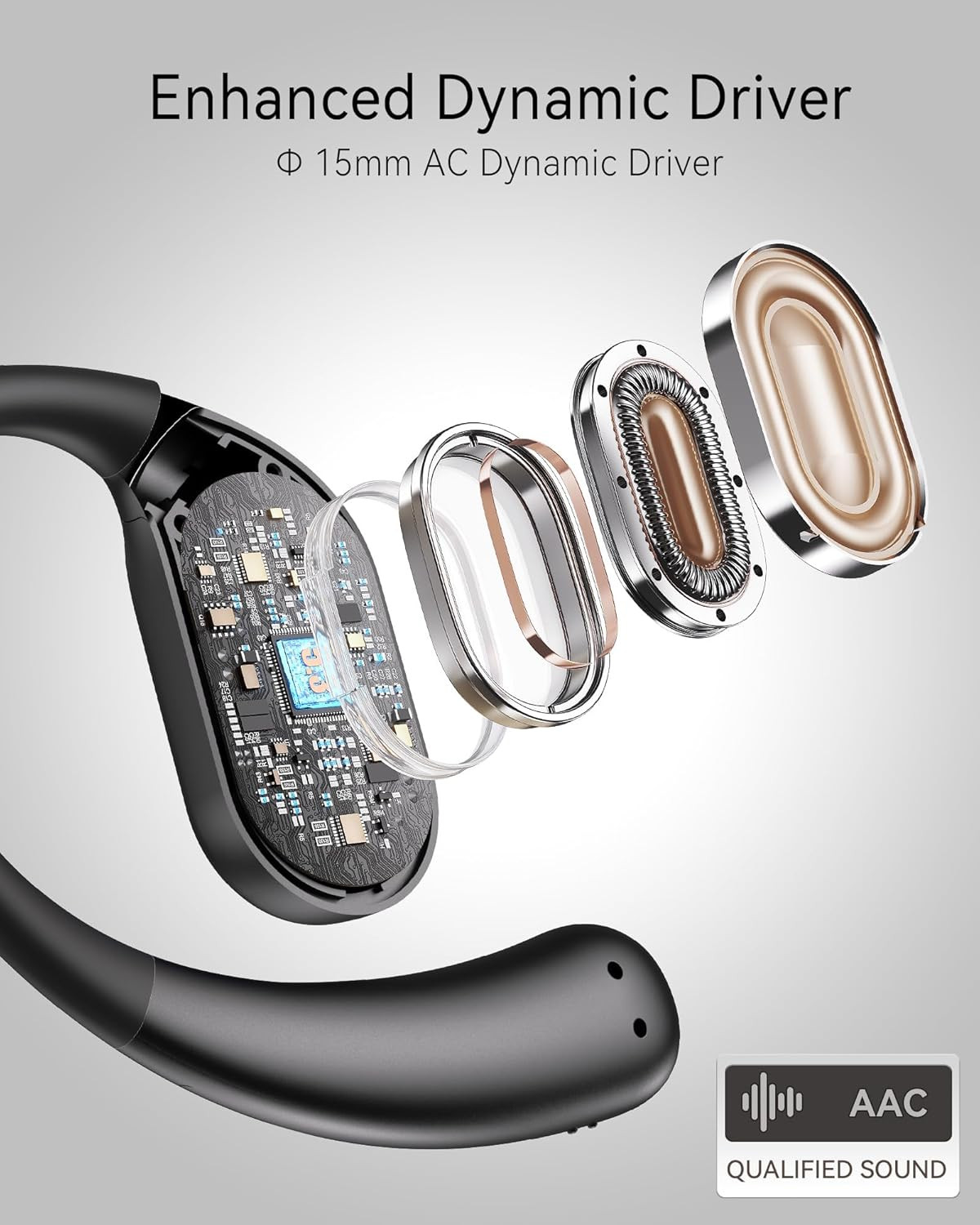 Open Ear Earbuds, True Wireless Open Ear Headphones with Earhooks, Air Conductio