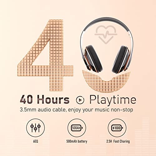 Bluetooth Headphones Over Ear, 6S Wireless Headphones Wired with 6 EQ Modes, …