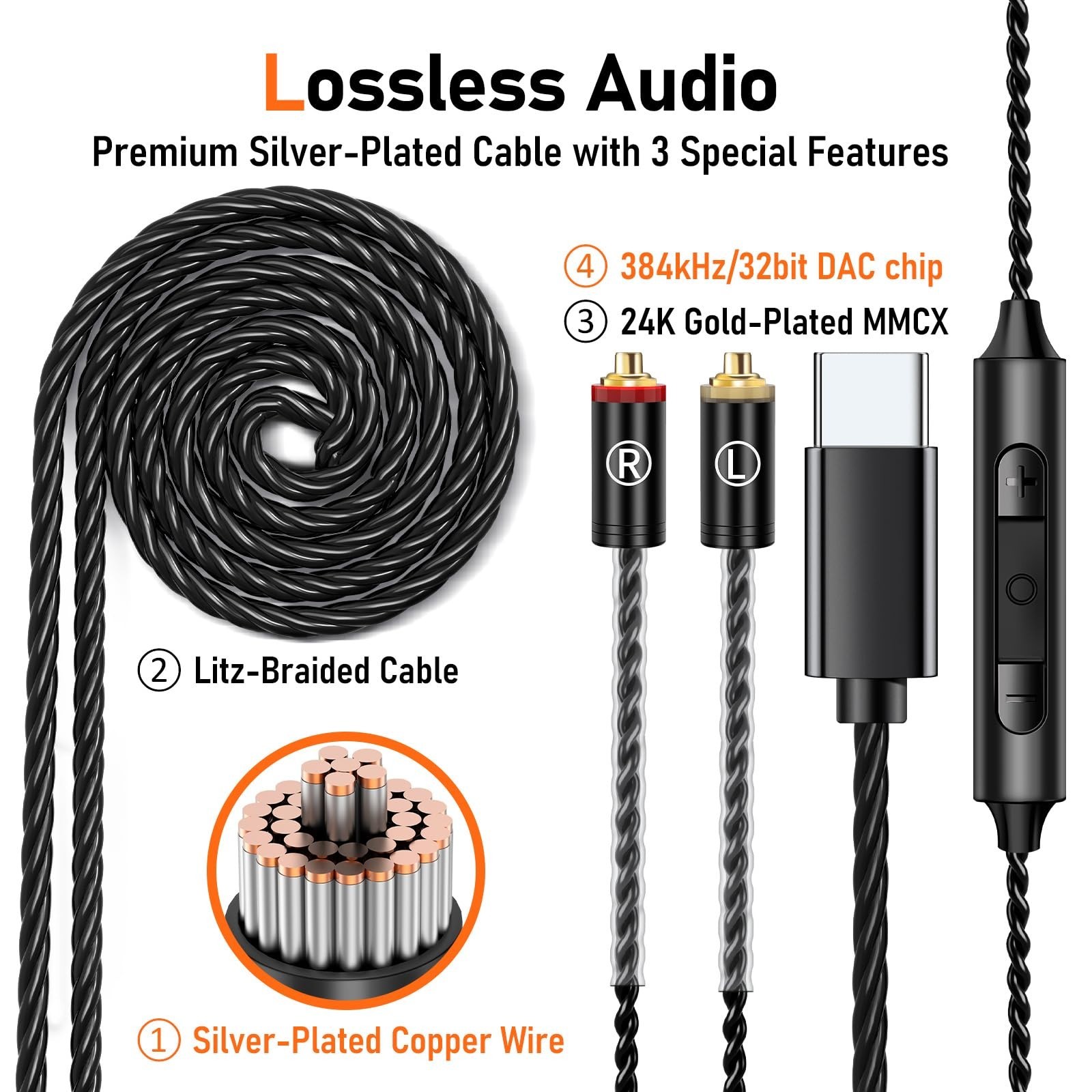 USB-C Wired Earbuds HiFi Sound Noise Isolating Earphones for iPhone 17/16/15 – D