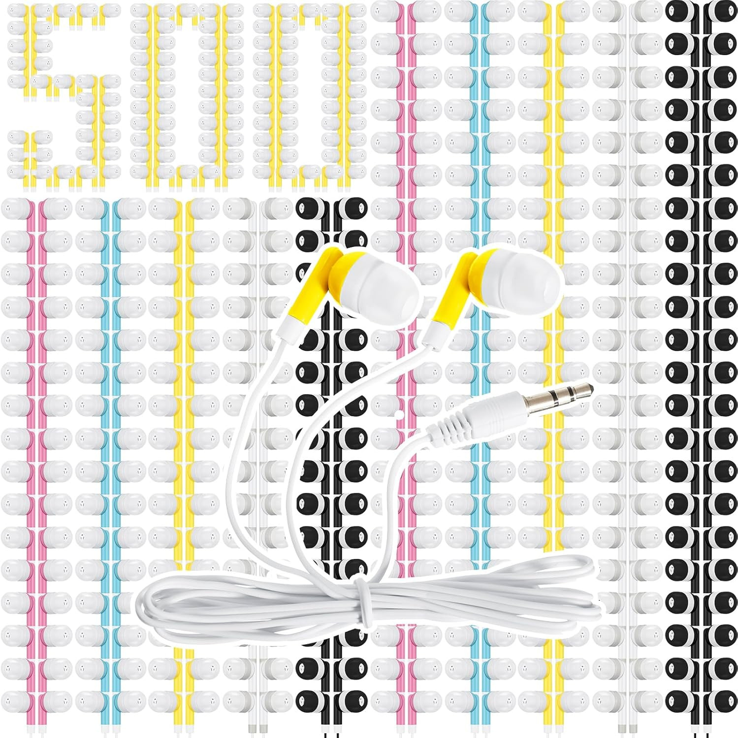 500 Colorful Earbuds for Kids & Adults – Perfect for School & Library Use