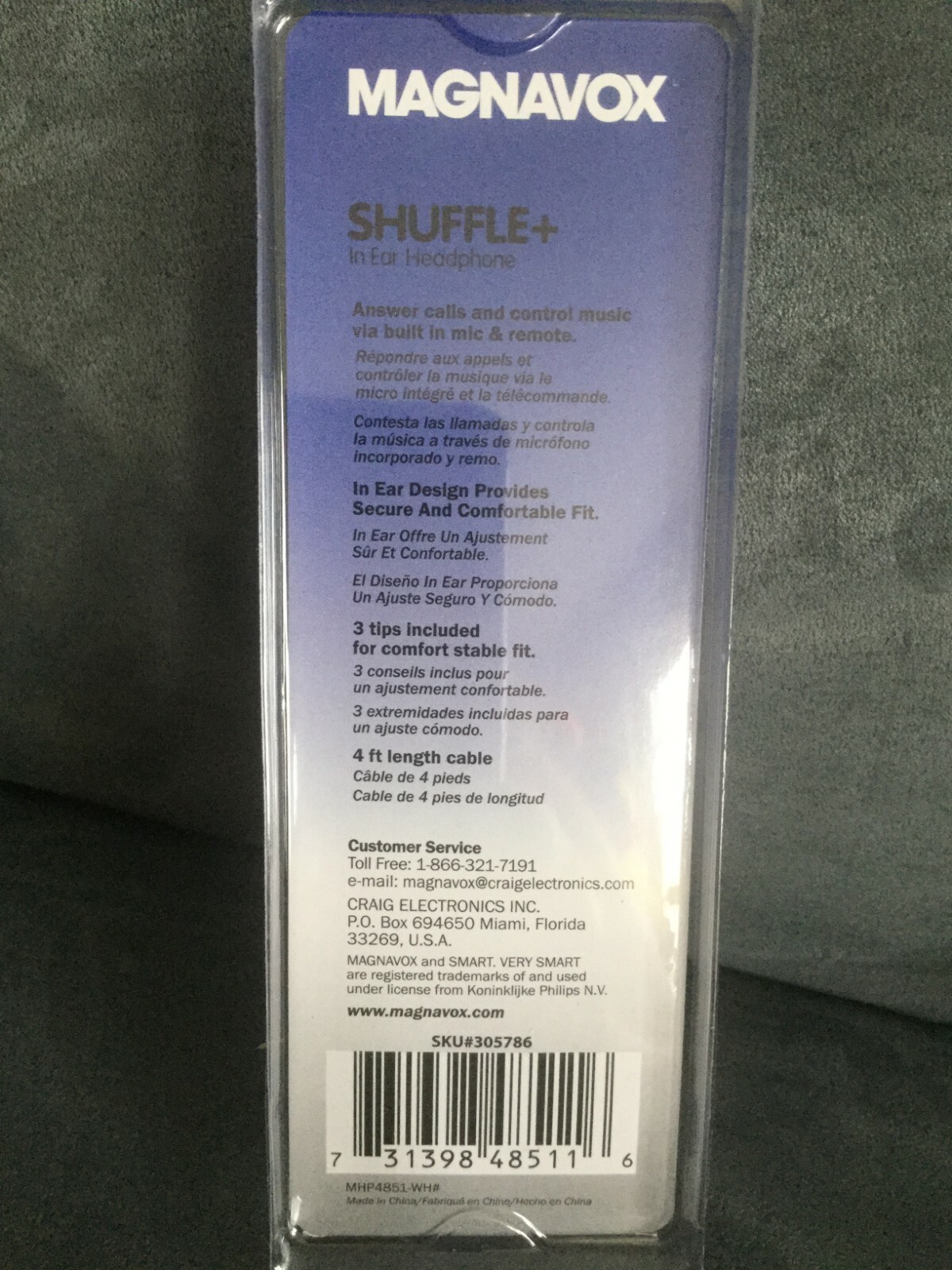 MAGNAVOX SHUFFLE + IN EAR HEADPHONES CLEAR BASS (ALL WHITE) – BRAND NEW