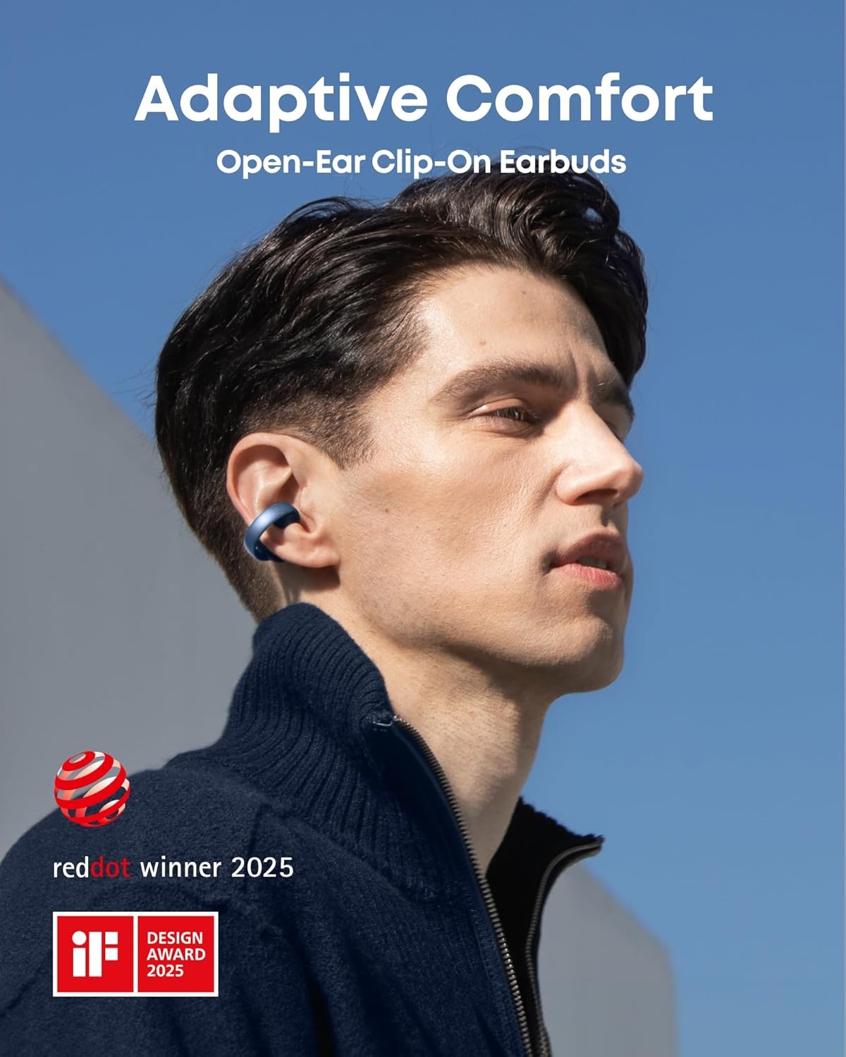 Soundcore AeroClip Anker, Open-Ear Earbuds, Clip-On Headphones, Adaptive Comfort