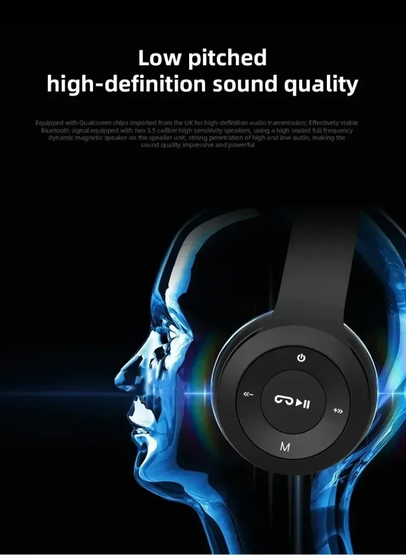 P47 Wireless Bluetooth 5.0 Headphones Over Ear Foldable FM Radio TF Card Mic