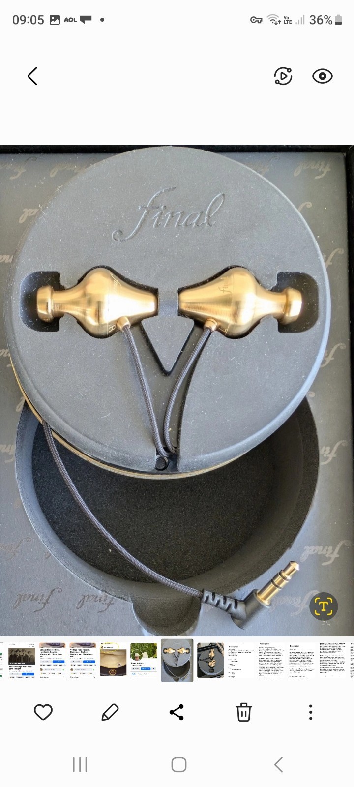Final Audio Design Gold & Black In-Ear Earbud Headphones 3.5mm Jack