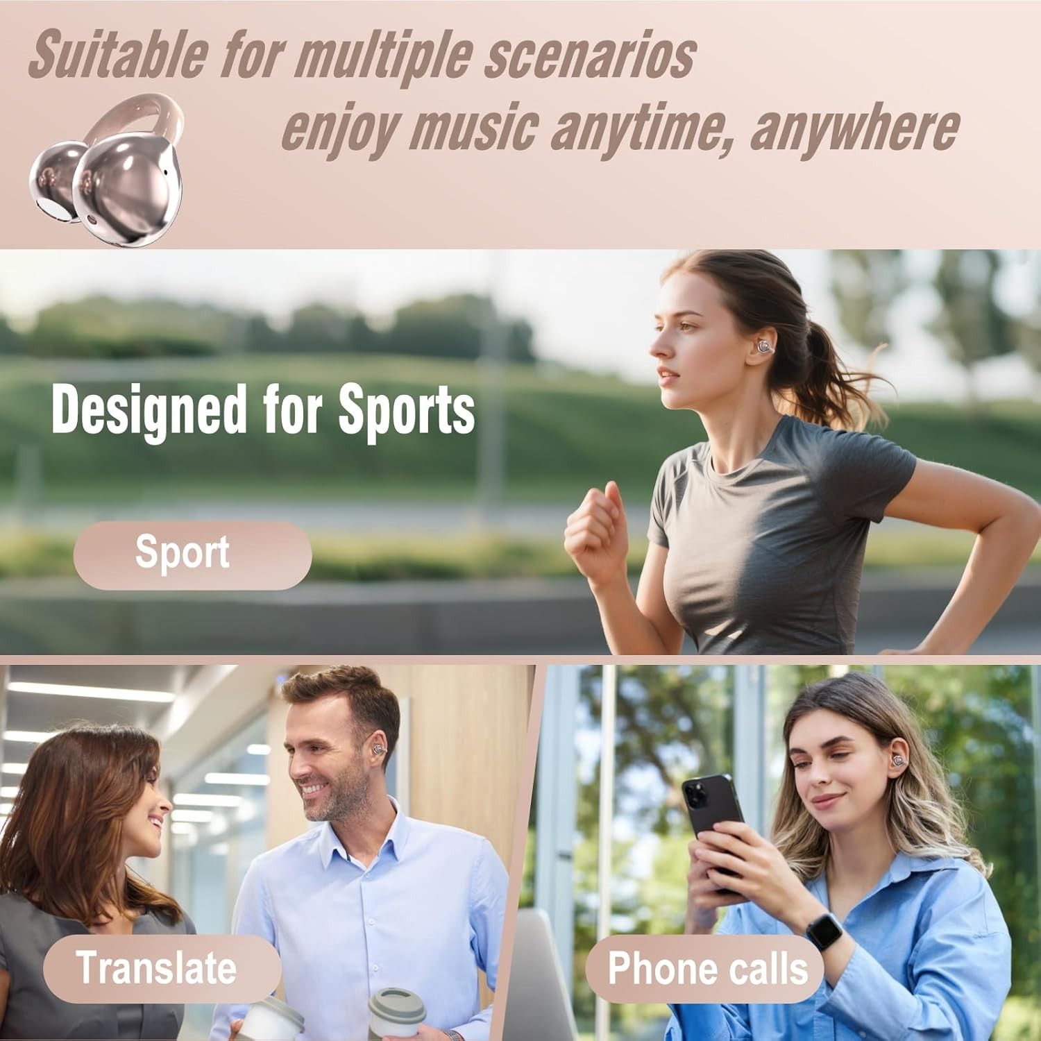Comfortable Clip-On Earbuds with Multi-Language Support for Various Scenarios