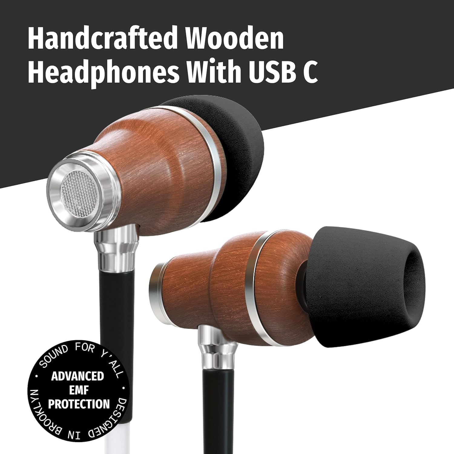 Premium Airtube Headphones EMF Earbuds, 3D Sound, Microphone Volume Control, 8Mm