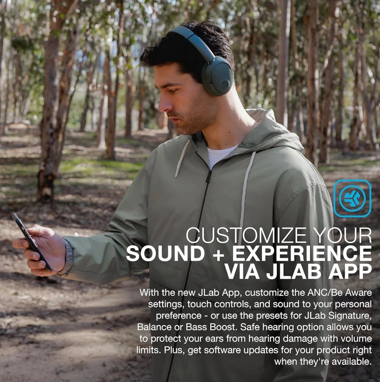 JLab JBuds Lux Wireless Headphone Hybrid Active Noise Cancelling Sage