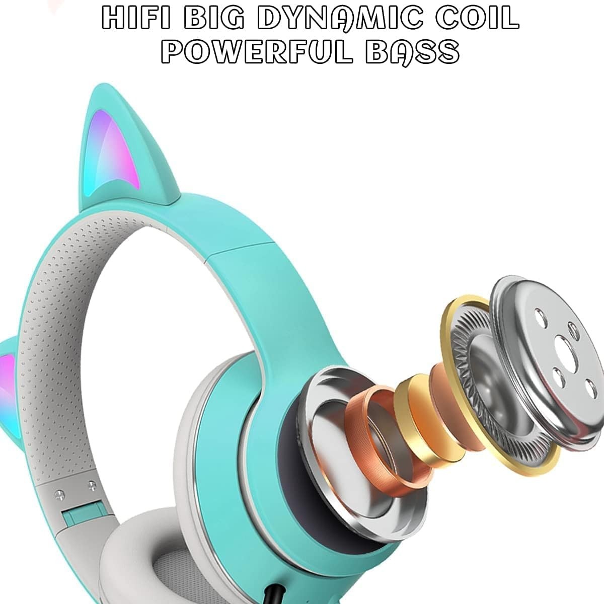 Fun Cat Ear Gaming Headphones with LED Lights – For Kids & Adults, 3.5mm