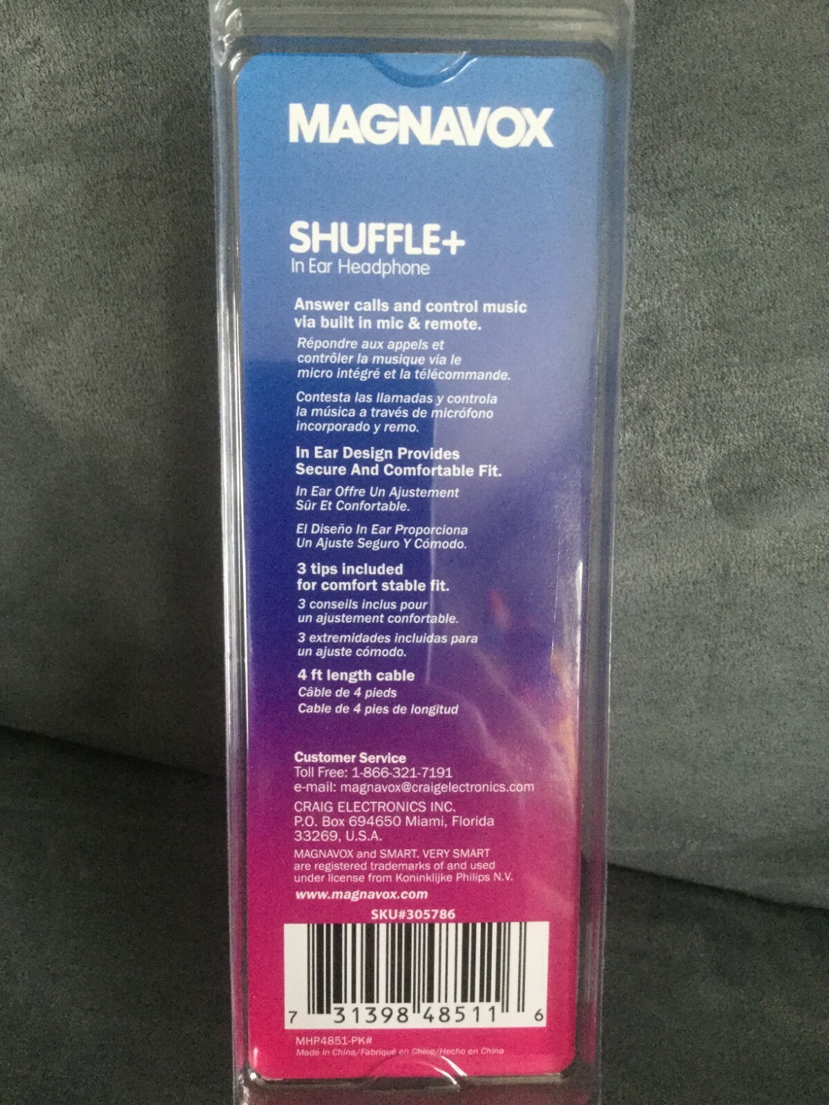 MAGNAVOX SHUFFLE + IN EAR HEADPHONES CLEAR BASS (ALL PINK) – BRAND NEW