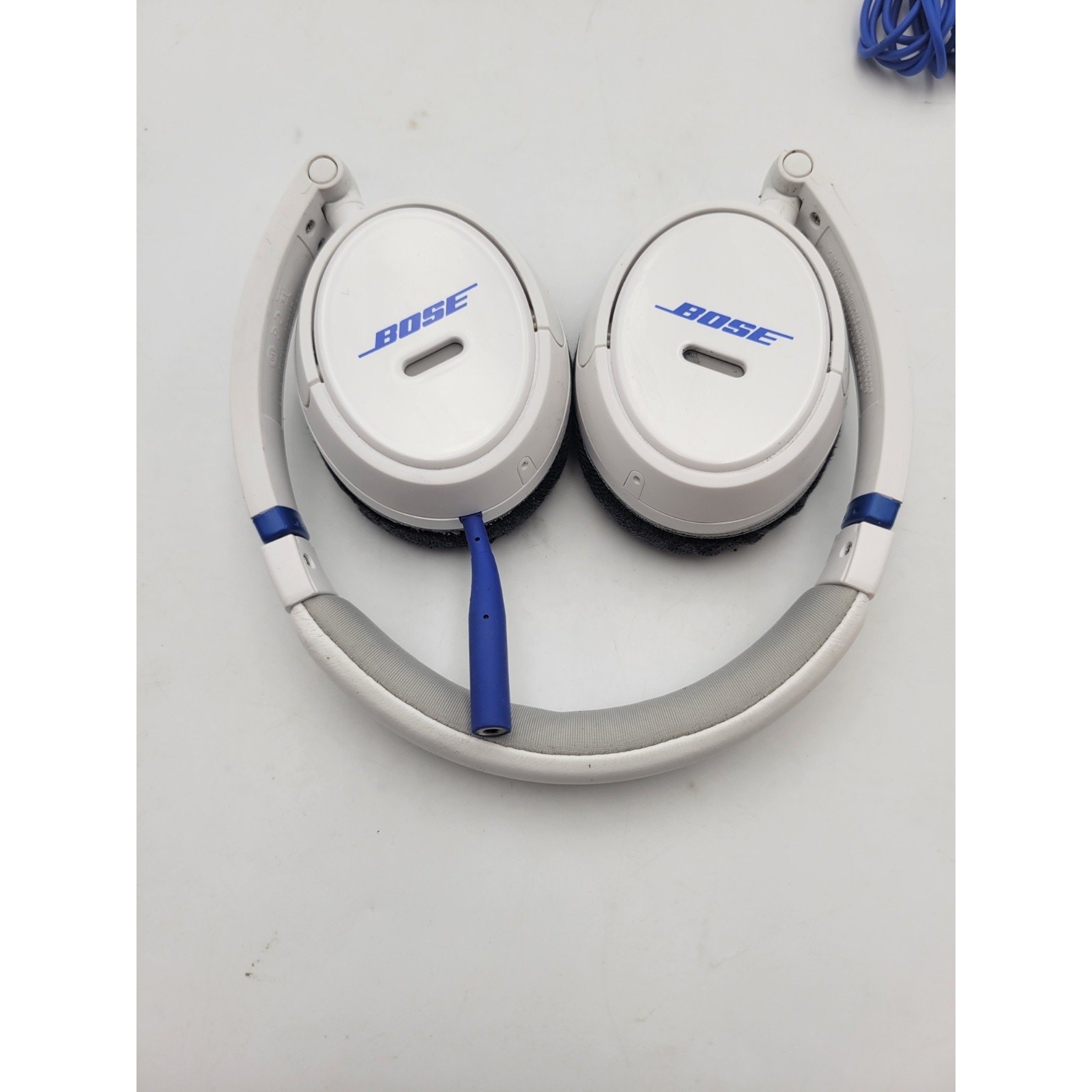 Bose SoundTrue On-Ear Headphones White/Blue Adjustable Need Ear-pad Tested GOOD