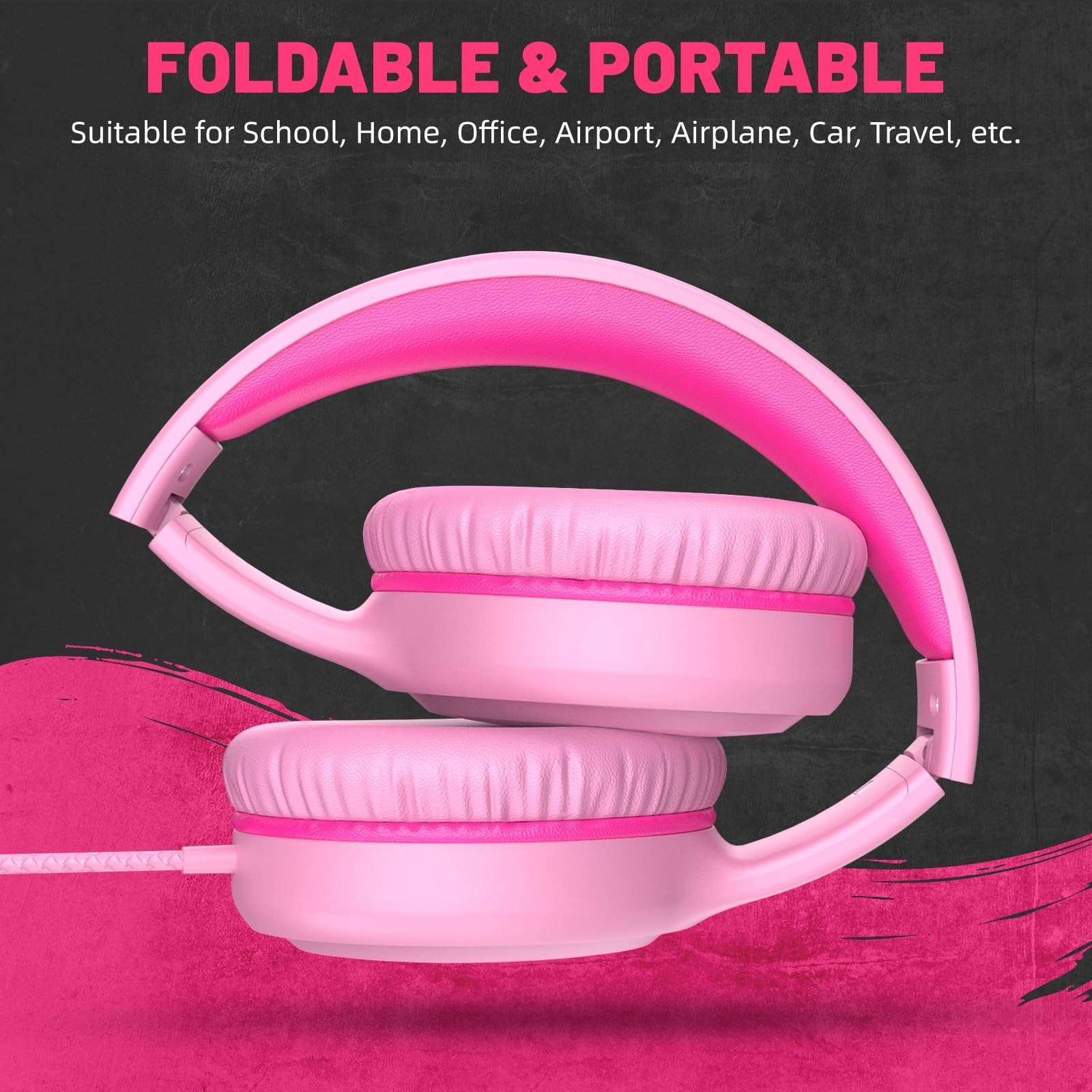 2 Pcs Kids Wired Headphones, On-Ear Youth Headphones for School & Travel, Lightw