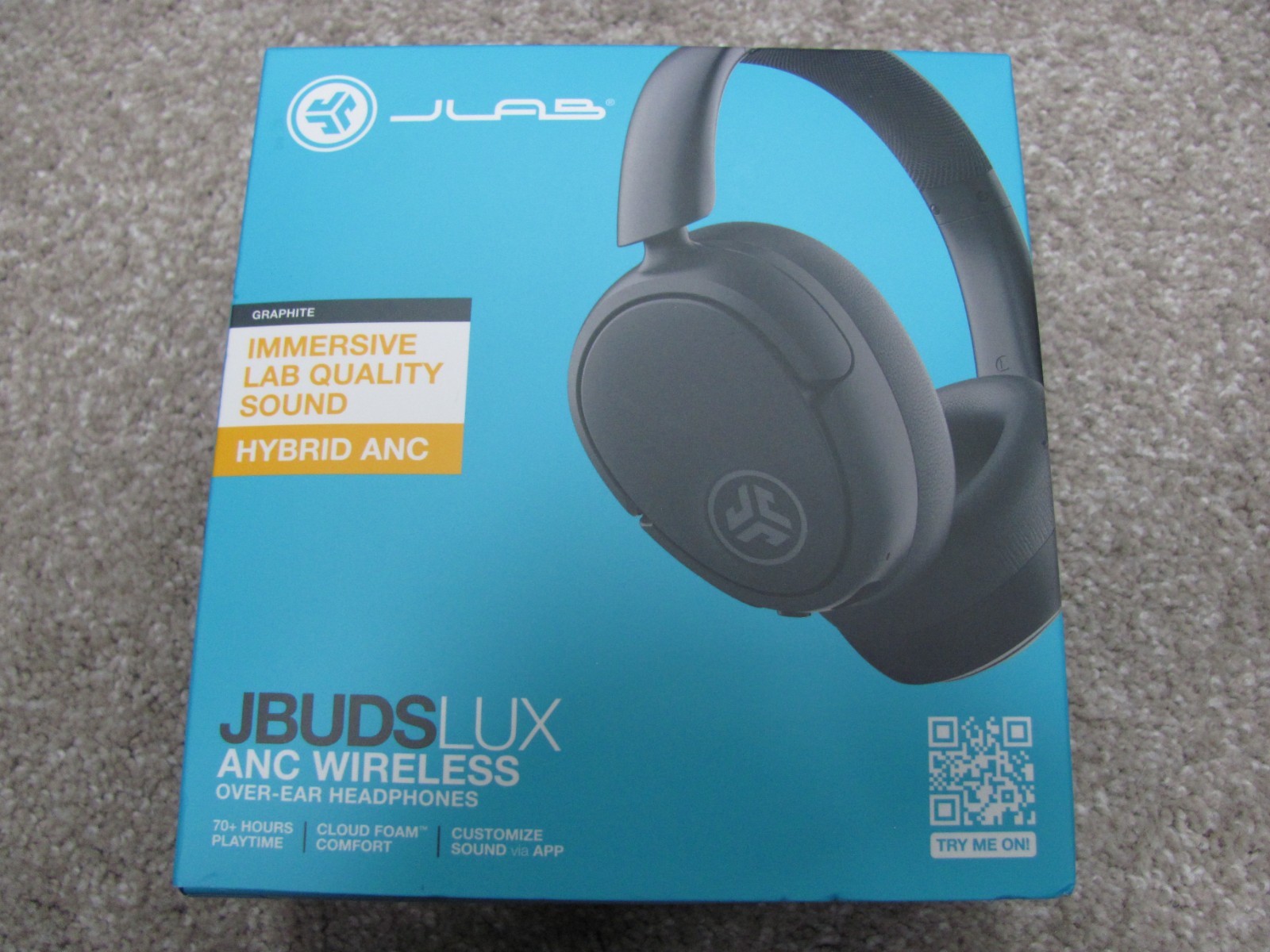 New JLab JBudsLux ANC Wireless Noise Cancellation Over-Ear Headphones – Graphite