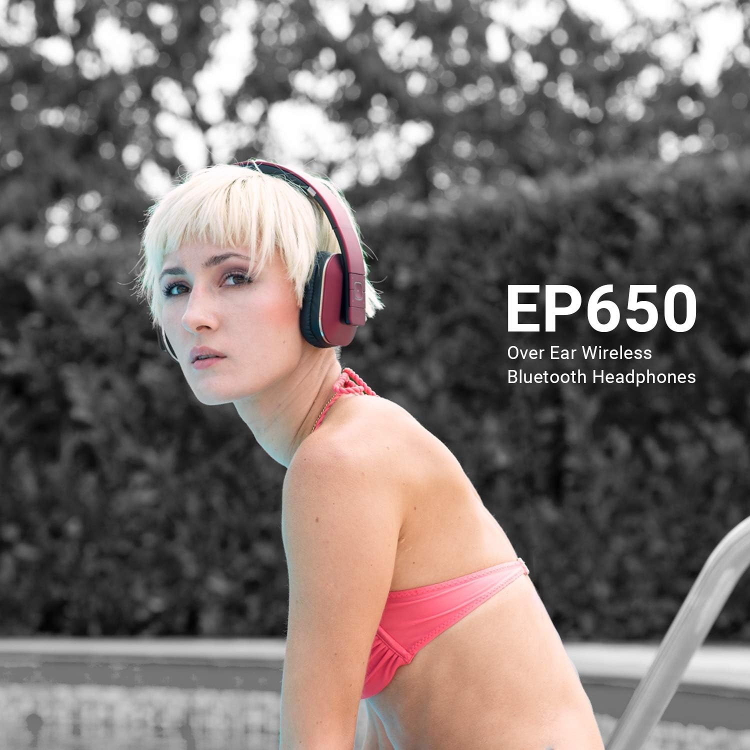 August EP650 Bluetooth Wireless Over-Ear Headphones with aptX Low Red