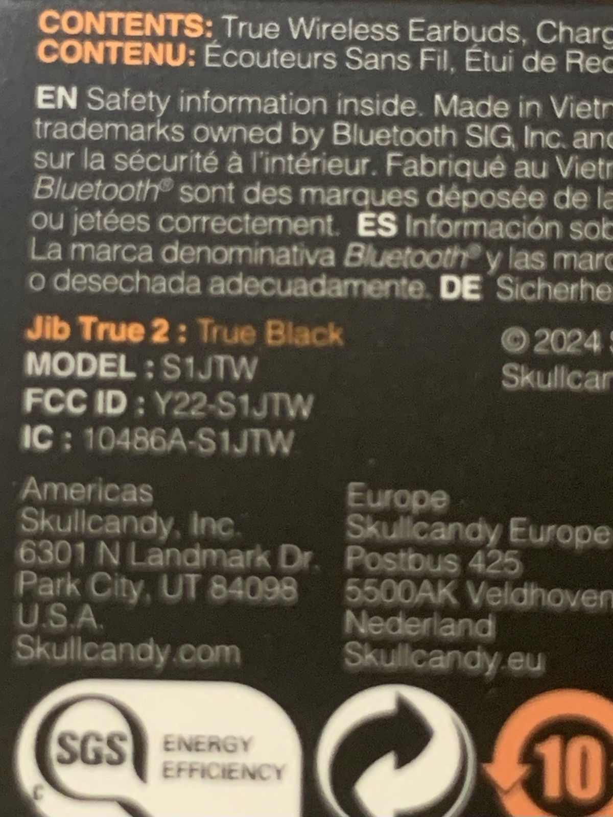 New Skullcandy Jib True 2 Wireless In-Ear Bluetooth Headphones Black S1JTW-P740