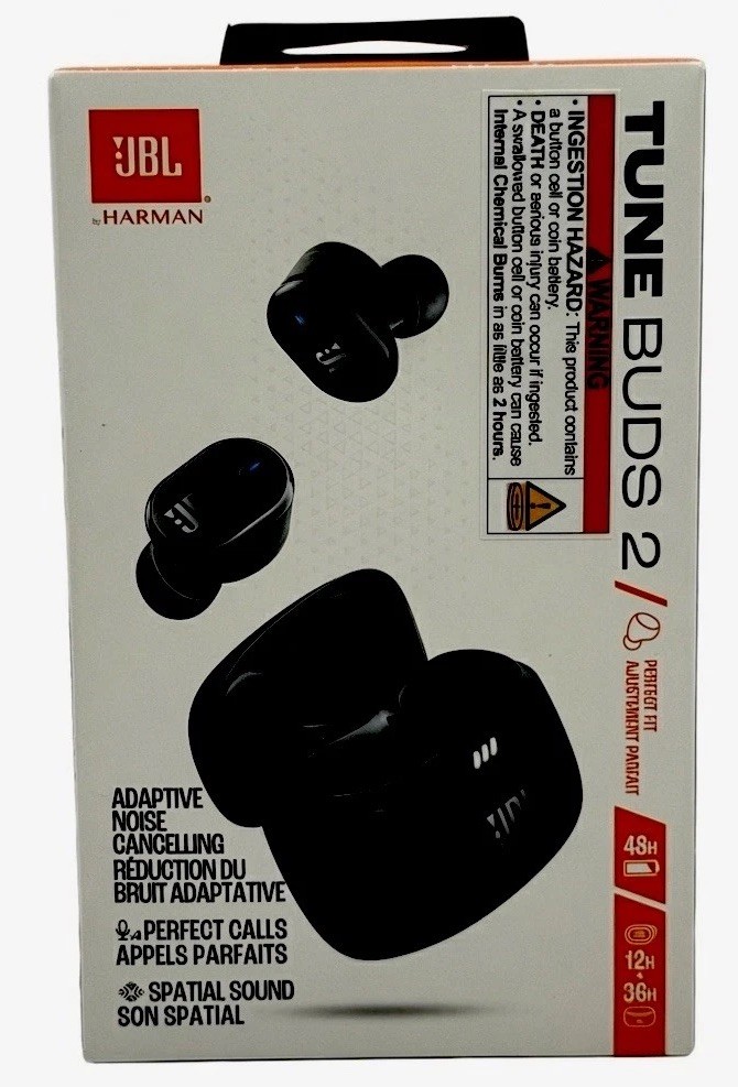 JBL Tune Buds-2 True Wireless Earbuds – Black Noise Cancelling(JBLTBUDS2BLKAM)