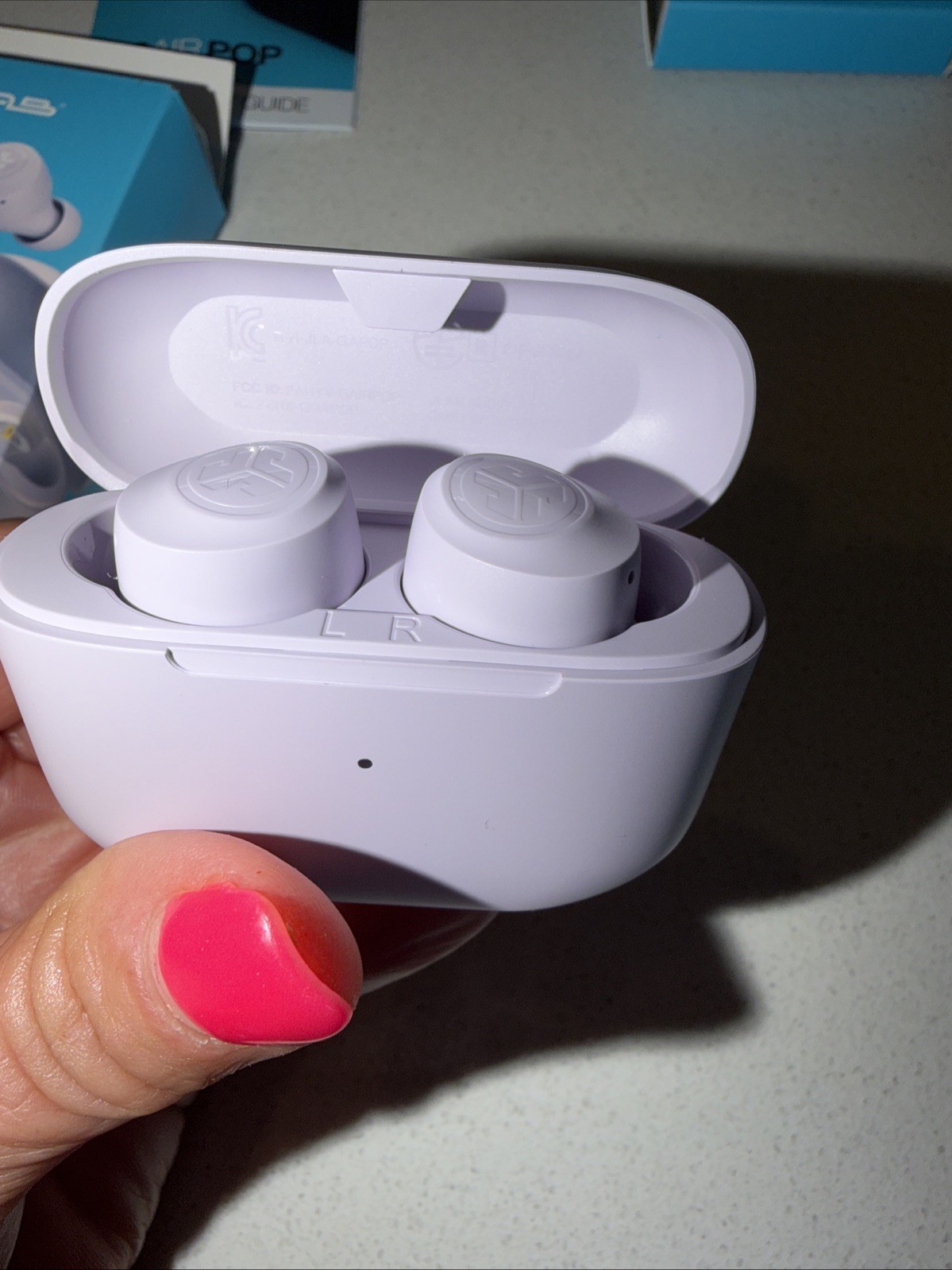 JLab GO Air Pop True Wireless Bluetooth Earbuds- Light Purple/ Lilac *Read