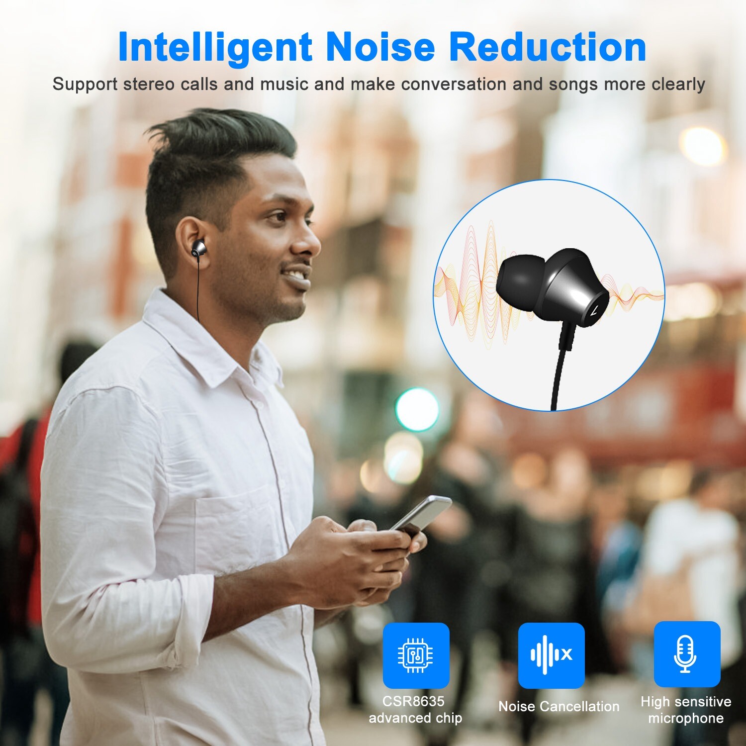 New Wireless Neckband Headphones – V4.2, Sweatproof, Deep Bass