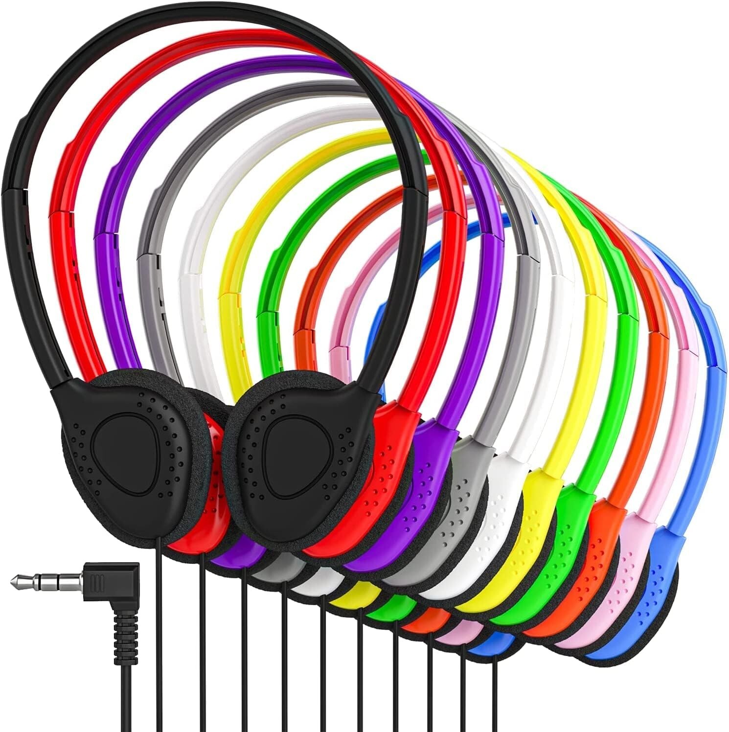 Bulk Wholesale Lot of 10 MULTICOLOR Stereo 3.5mm On-ear Earbuds / Headphones