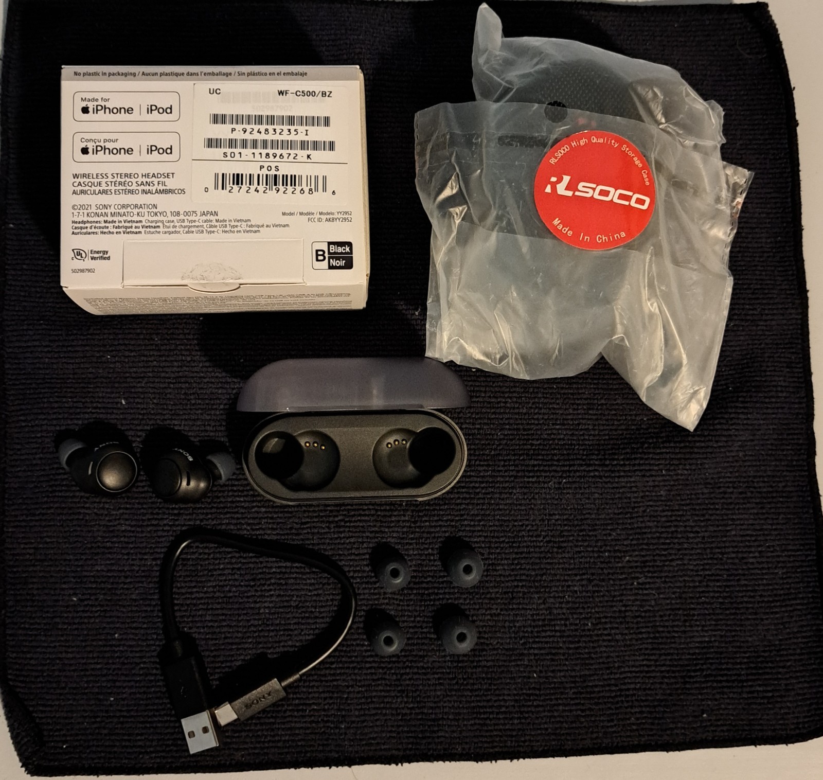 Sony WF-C500 Earbuds Wireless Bluetooth In-Ear Open Box Black Read Description
