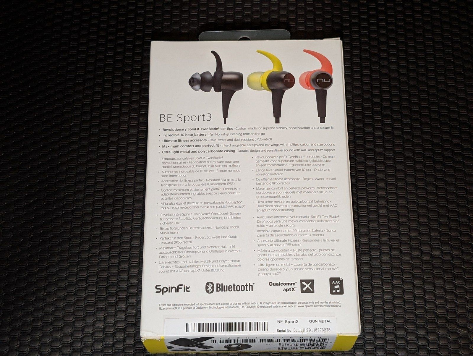 NuForce Optoma BE Sport3 BESPORT3-GUNMETAL Wireless Bluetooth in-Ear Headphones