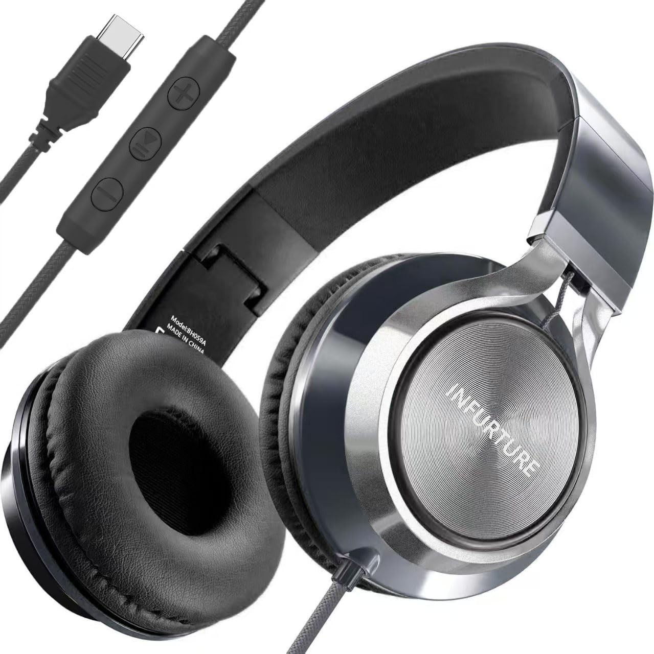 USB C Headphone for Kids & Adults Over-Ear Headphone with HD Mic