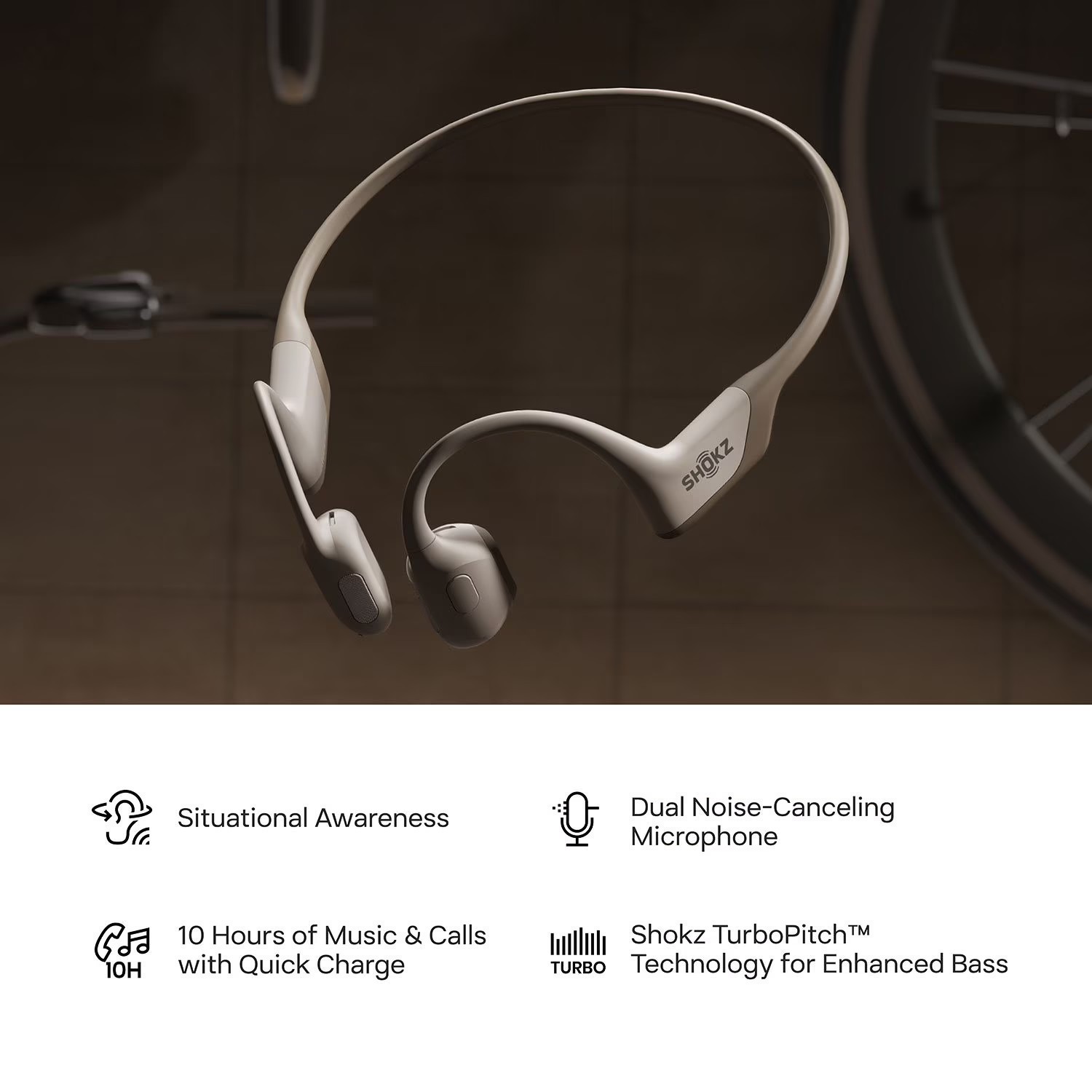 Shokz OpenRun Pro Mini Bluetooth Wireless Headphones w/Case Beige New Open Box