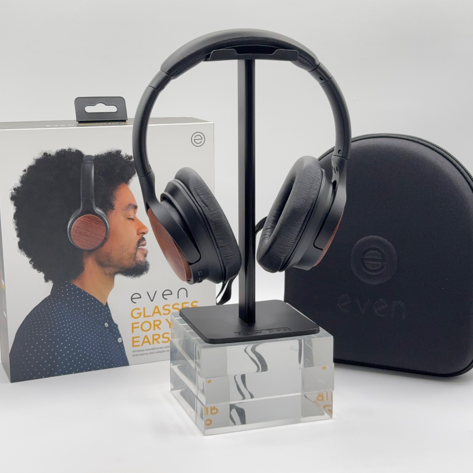 Even H4-BTHP Headphones Wireless Adaptive New Factory Sealed Wood / Blk w/ Stand
