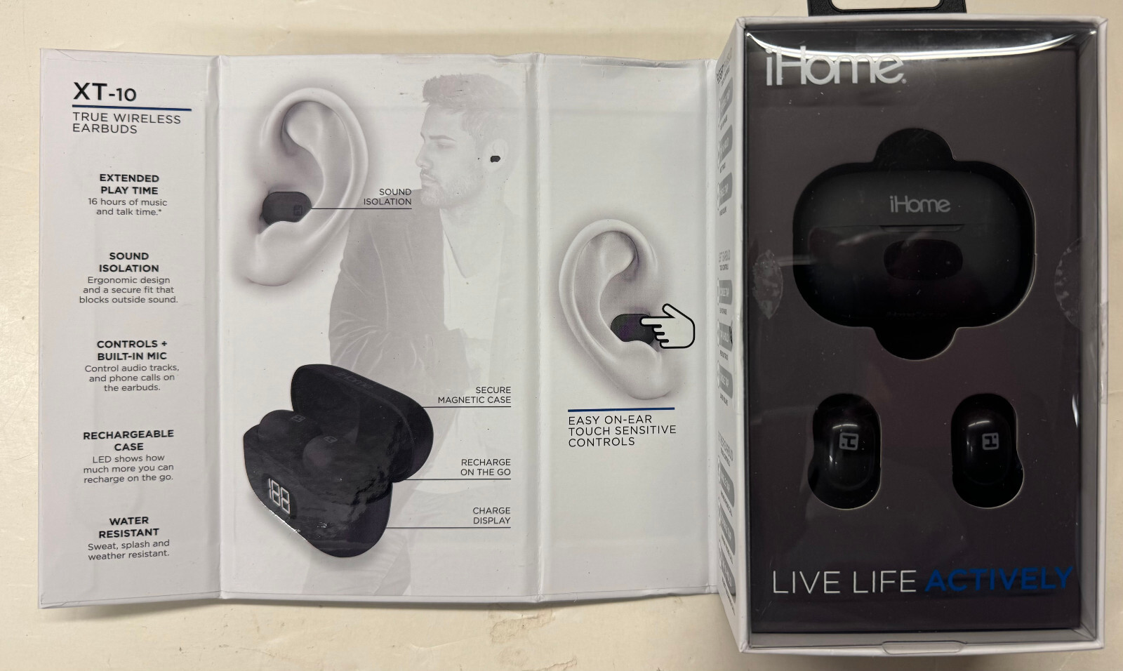 2/$23.99 iHome “XT-10 Bluetooth Wireless Earbuds” (HM-AU-BE-213-BK)