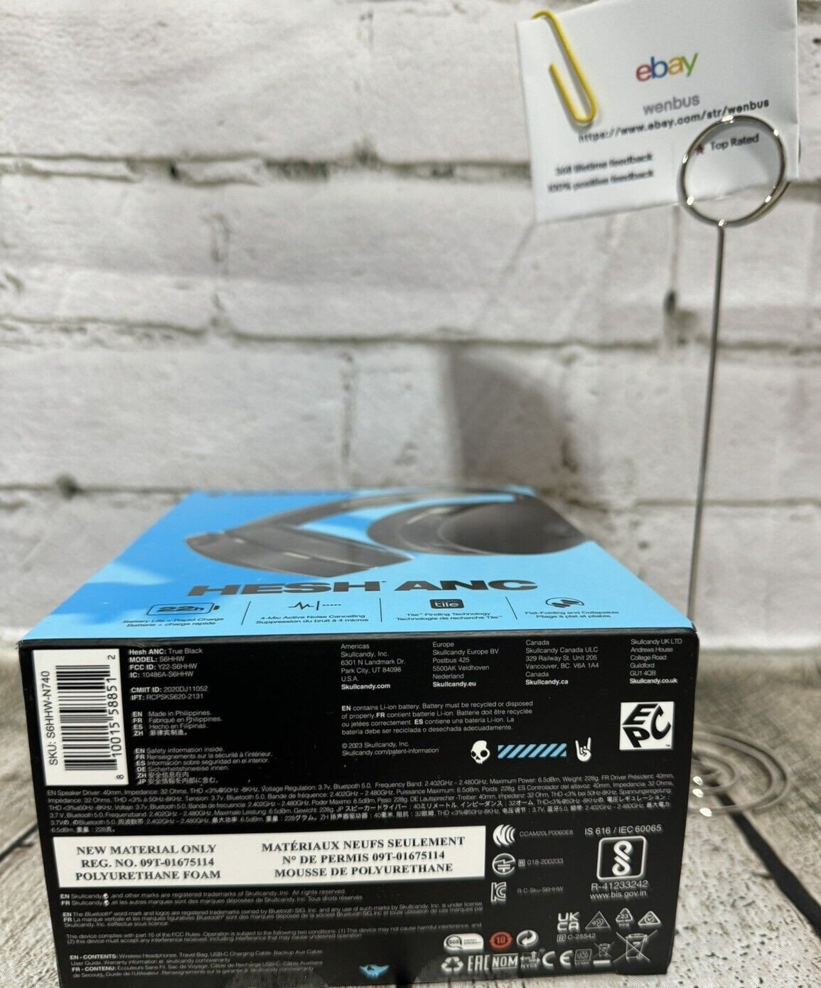 Skullcandy S6HHW-N740 Hesh ANC Noise Canceling Wireless Headphones New Sealed