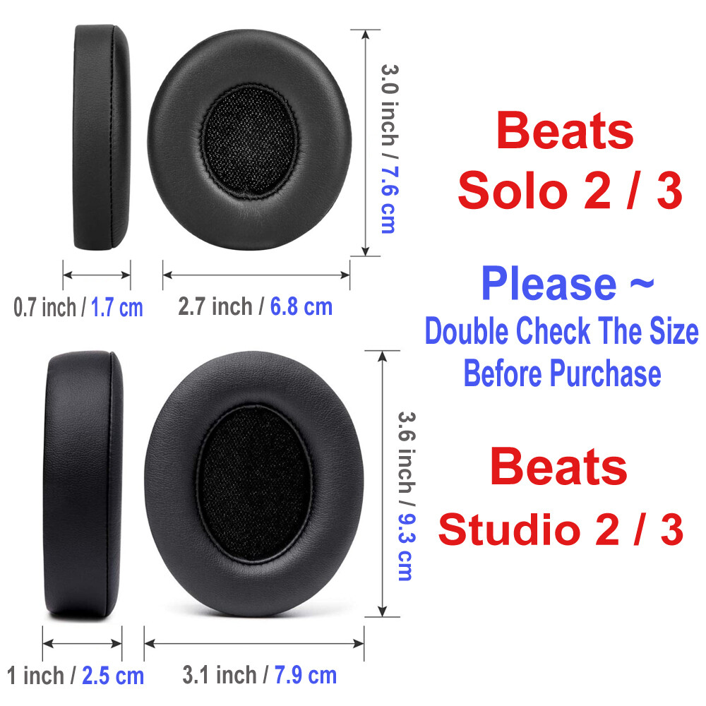 2X NEW Ear Pad Cushions Replacement For Beats Dre Solo/Studio 2 3 Wireless Wired