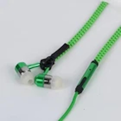 (20 PACK) Zipper In-Ear Stereo Earbuds Headphone Earphone Headset With Mic GREEN