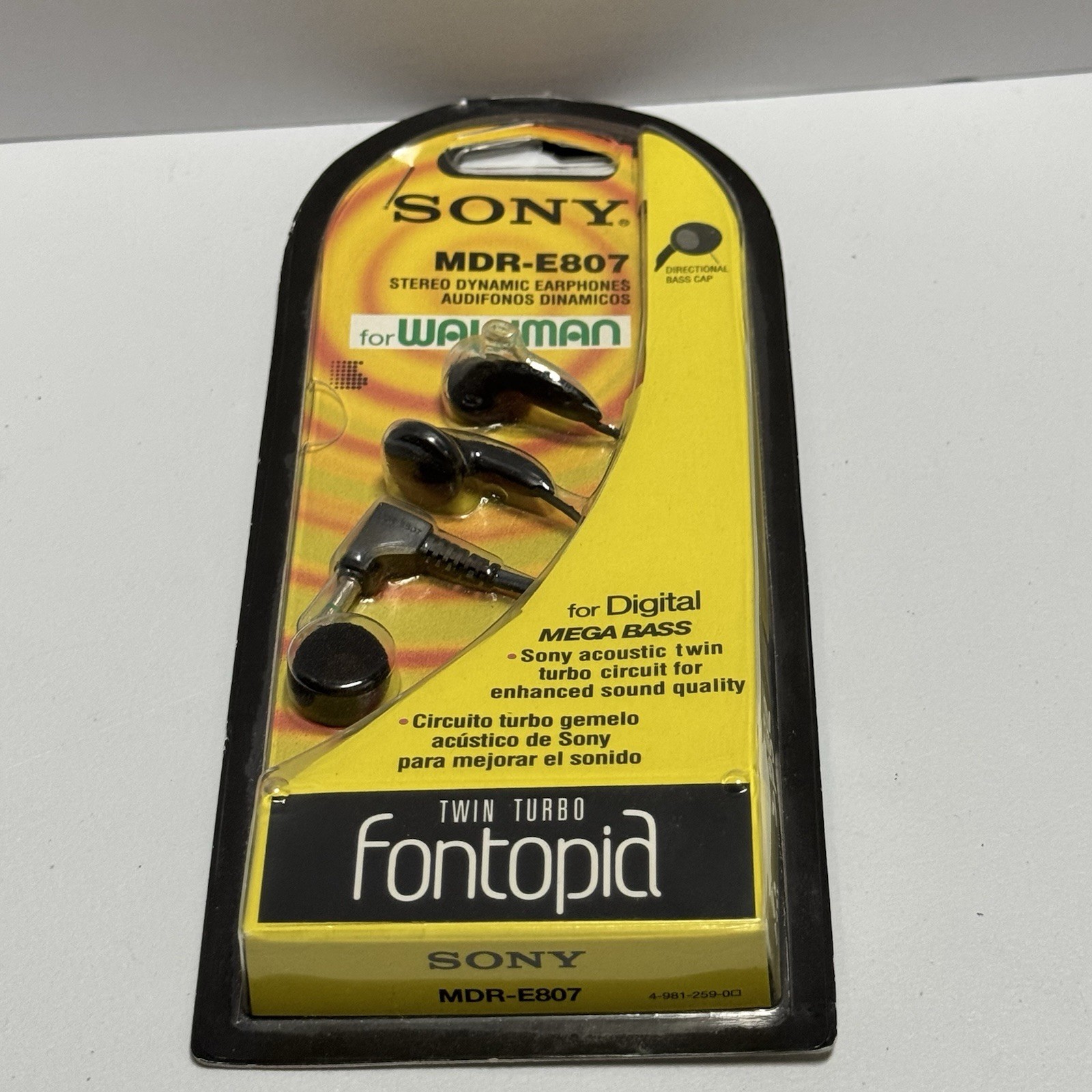 Sony MDR-E807 Fontopia Stereo Earphone Twin Turbo Mega Bass for Walkman NOS READ