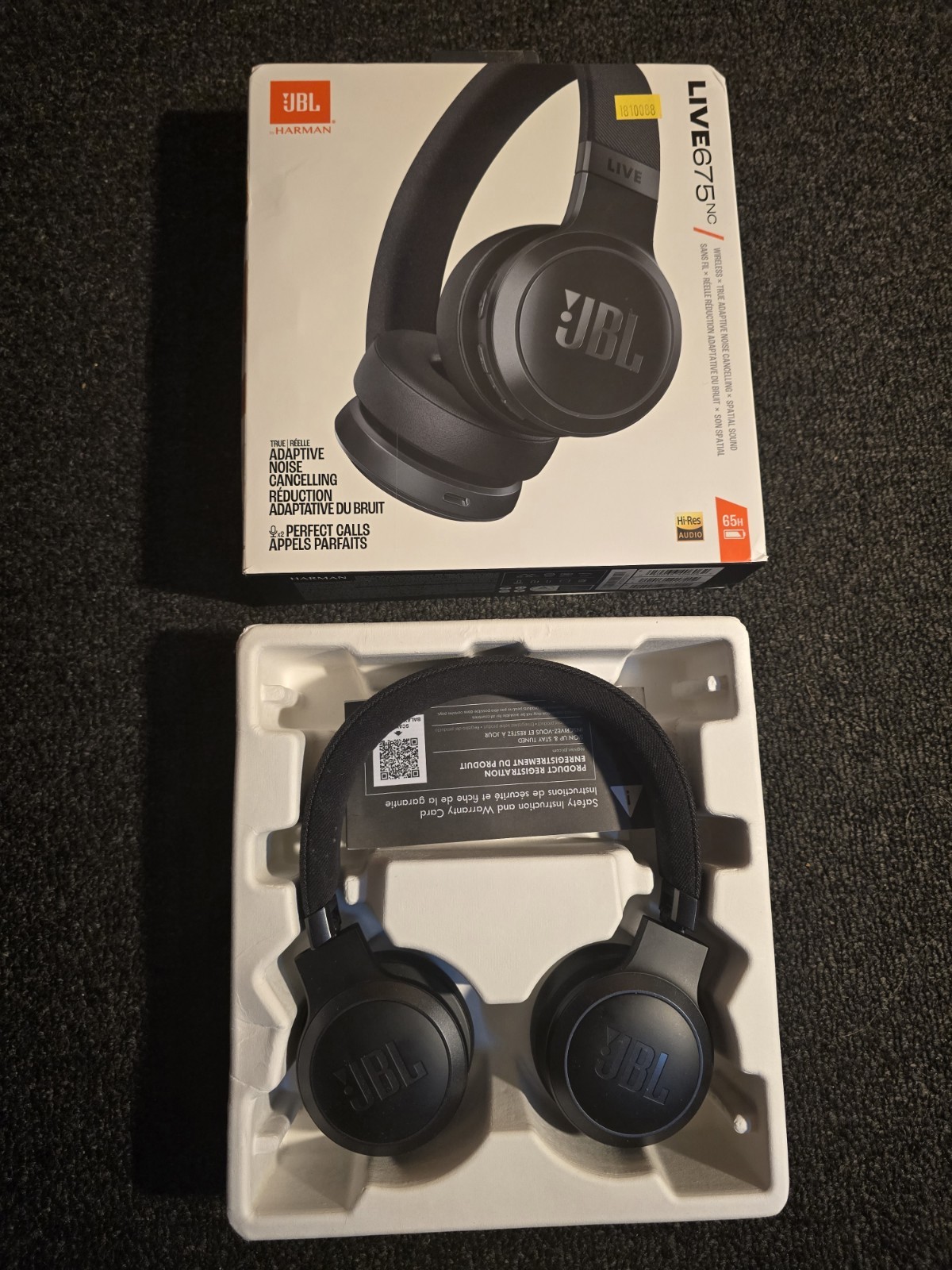 JBL- LIVE 675NC Wireless Bluetooth On-Ear Headphones- Black ***