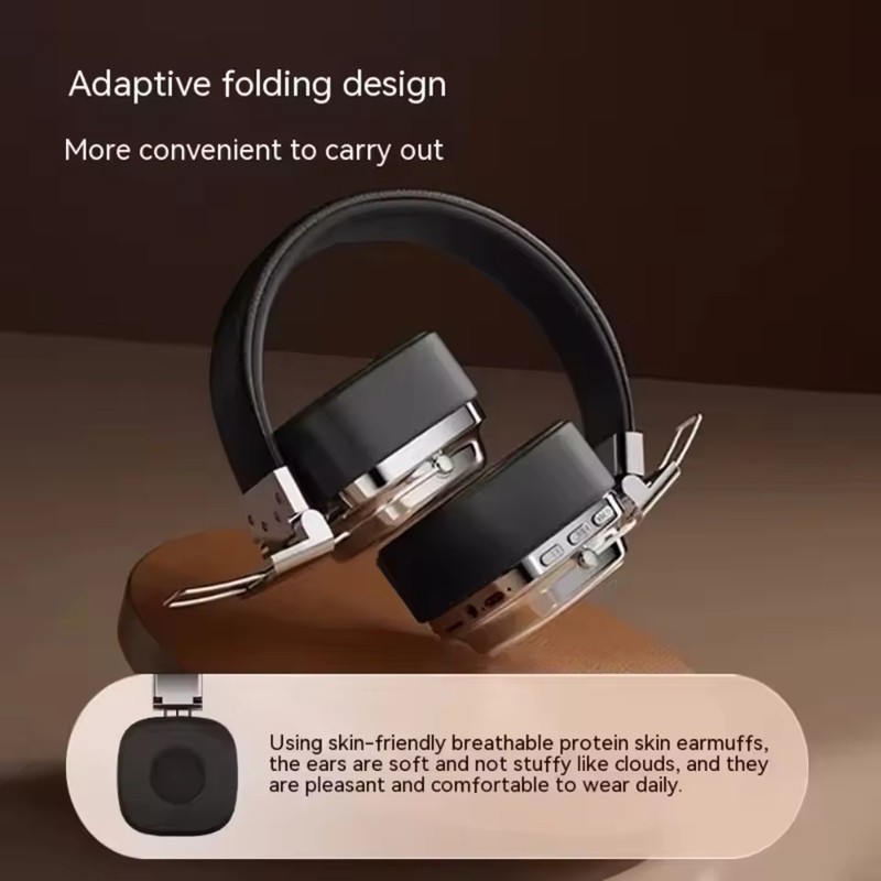 Retro Stereo Gaming Wireless Bluetooth 5.3 Foldable Over Ear Leather Headphones
