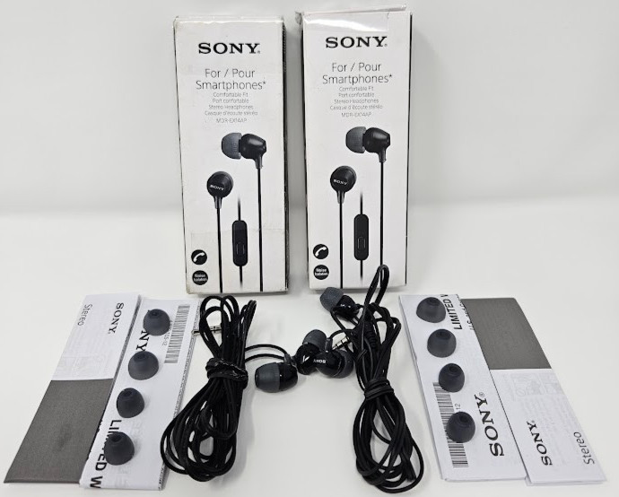 Sony MDR-EX14AP In-Ear Wired Headphones w/ Mic 3.5mm Earbuds Open Box- 2 PACK –