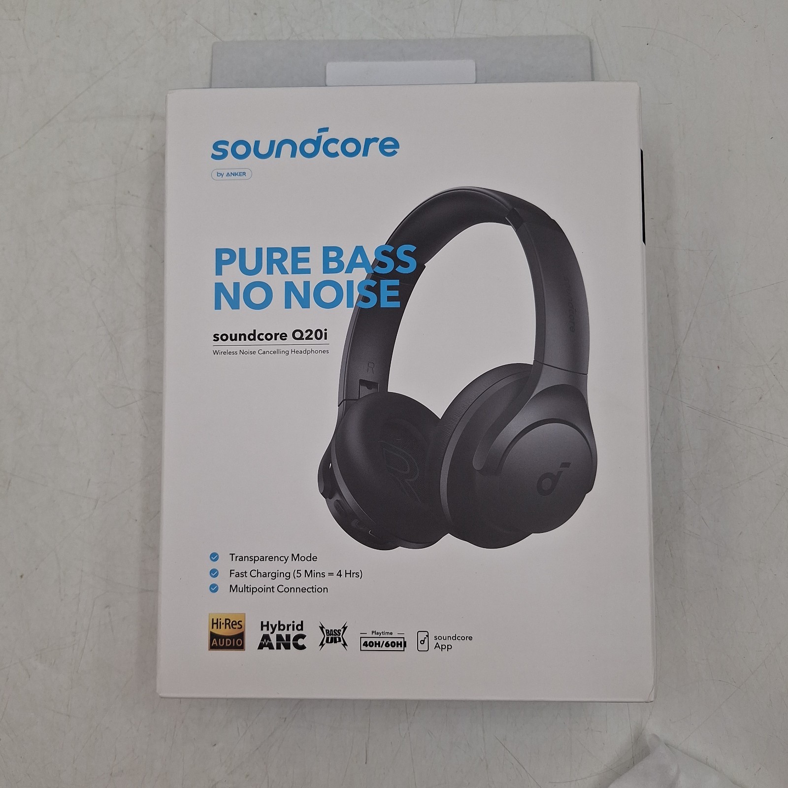 Soundcore Q20i Hybrid Active Noise Cancelling Headphones, Black – With Box