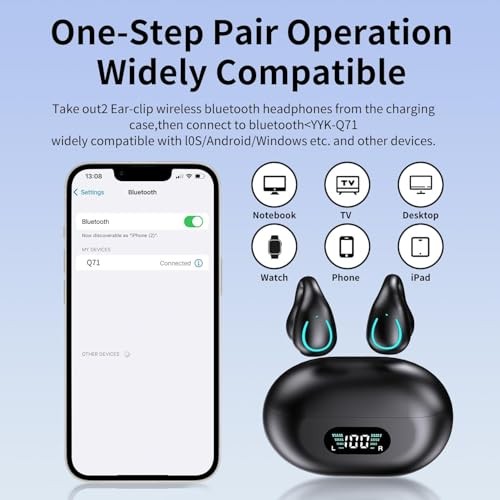 ZIDOXING OPEN EAR CLIP ON HEADPHONES EAR HOOK WIRELESS BONE CONDUCTION – BLACK