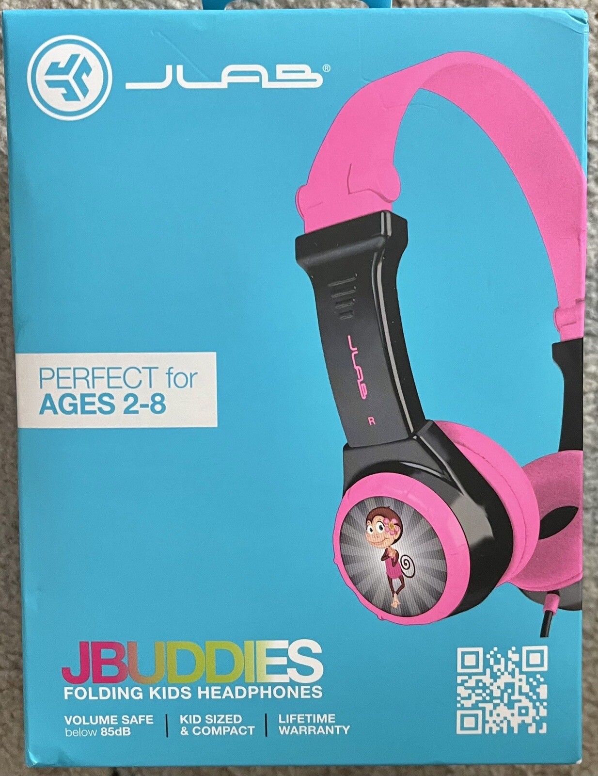 JLAB JBuddies Kids Folding On Ears Padded Volume Limiting Wired Headphones Pink