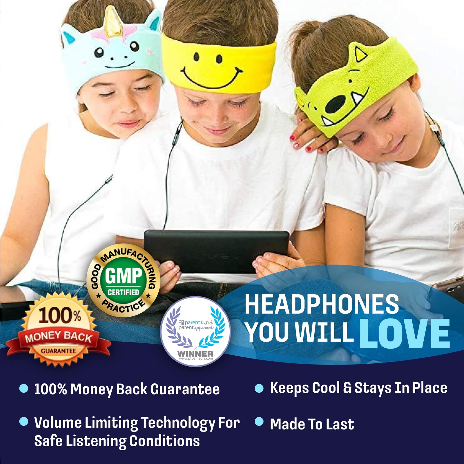 CozyPhones Over The Ear Headband Headphones – Kids One Size, Multicolor