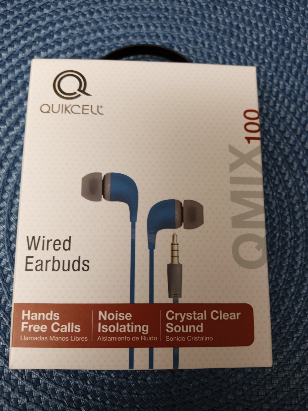 Quikcell Wired Earbuds Hands Free Cell QMIX 100 Brand New Sealed Box Blue