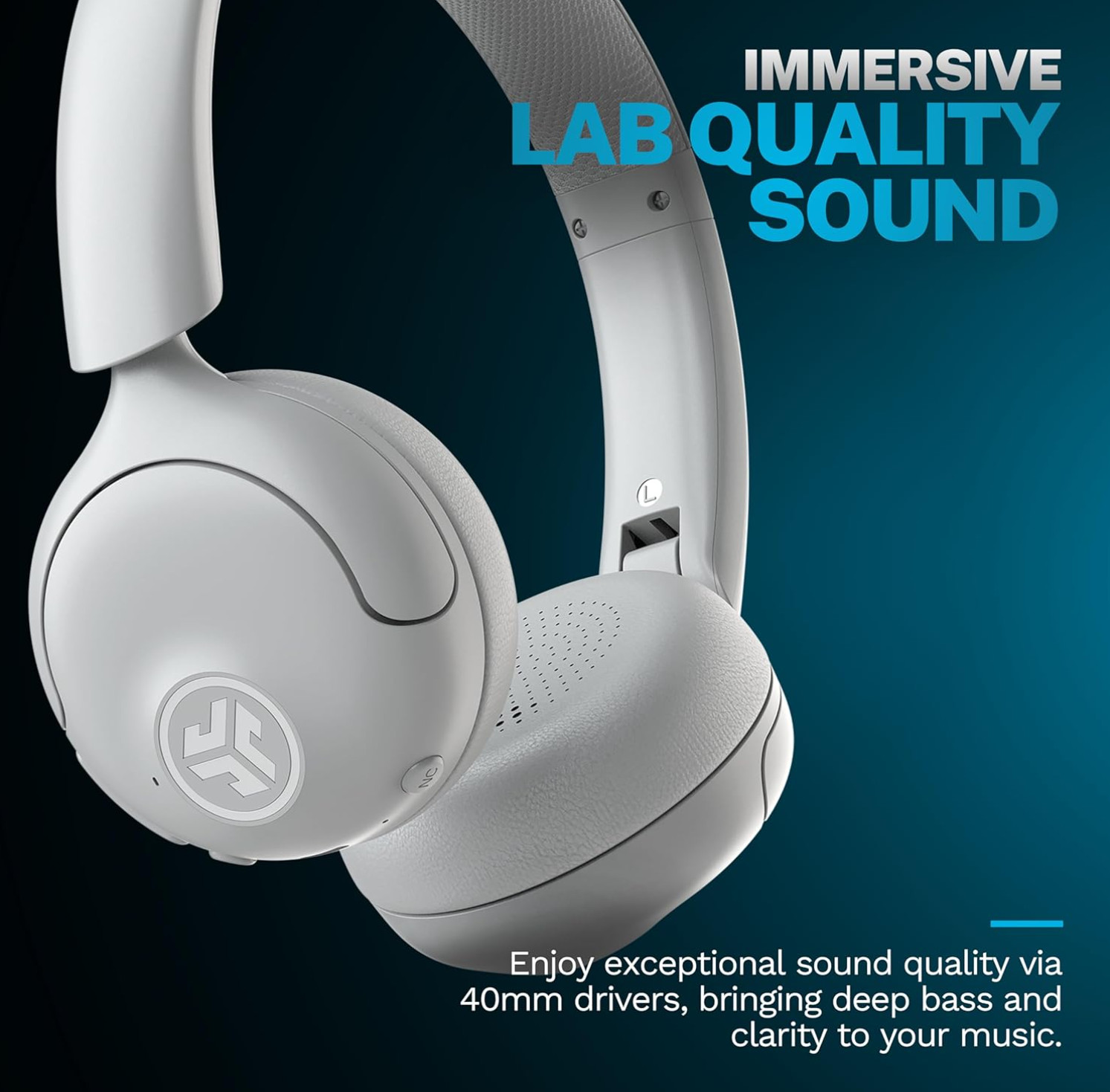 JLab Go Lux ANC Wireless Headphones Hybrid ANC Premium OnEar Headset Cloud White