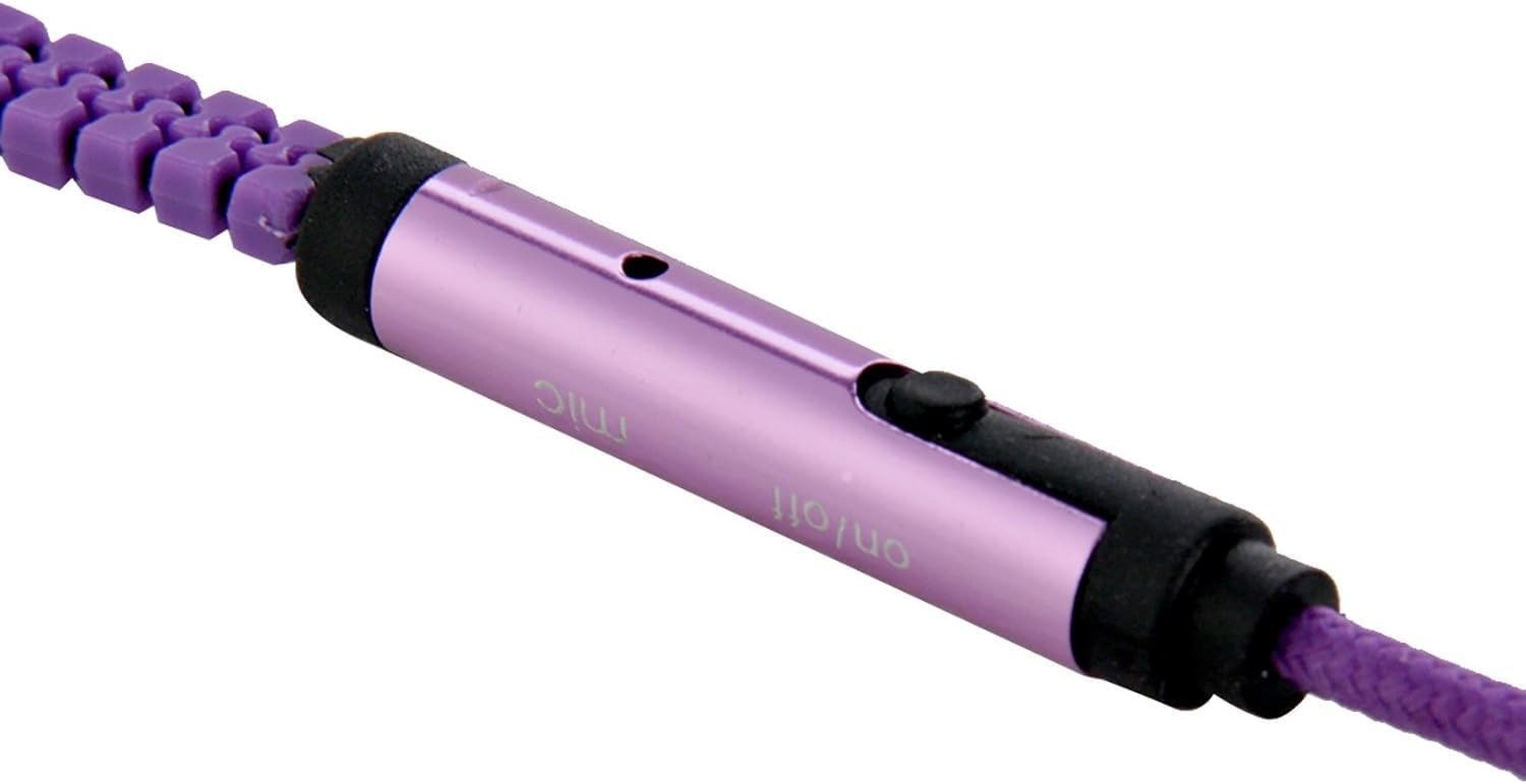 20 PACK Zipper In-Ear Stereo Earbuds Headphone Earphone Headset With Mic PURPLE
