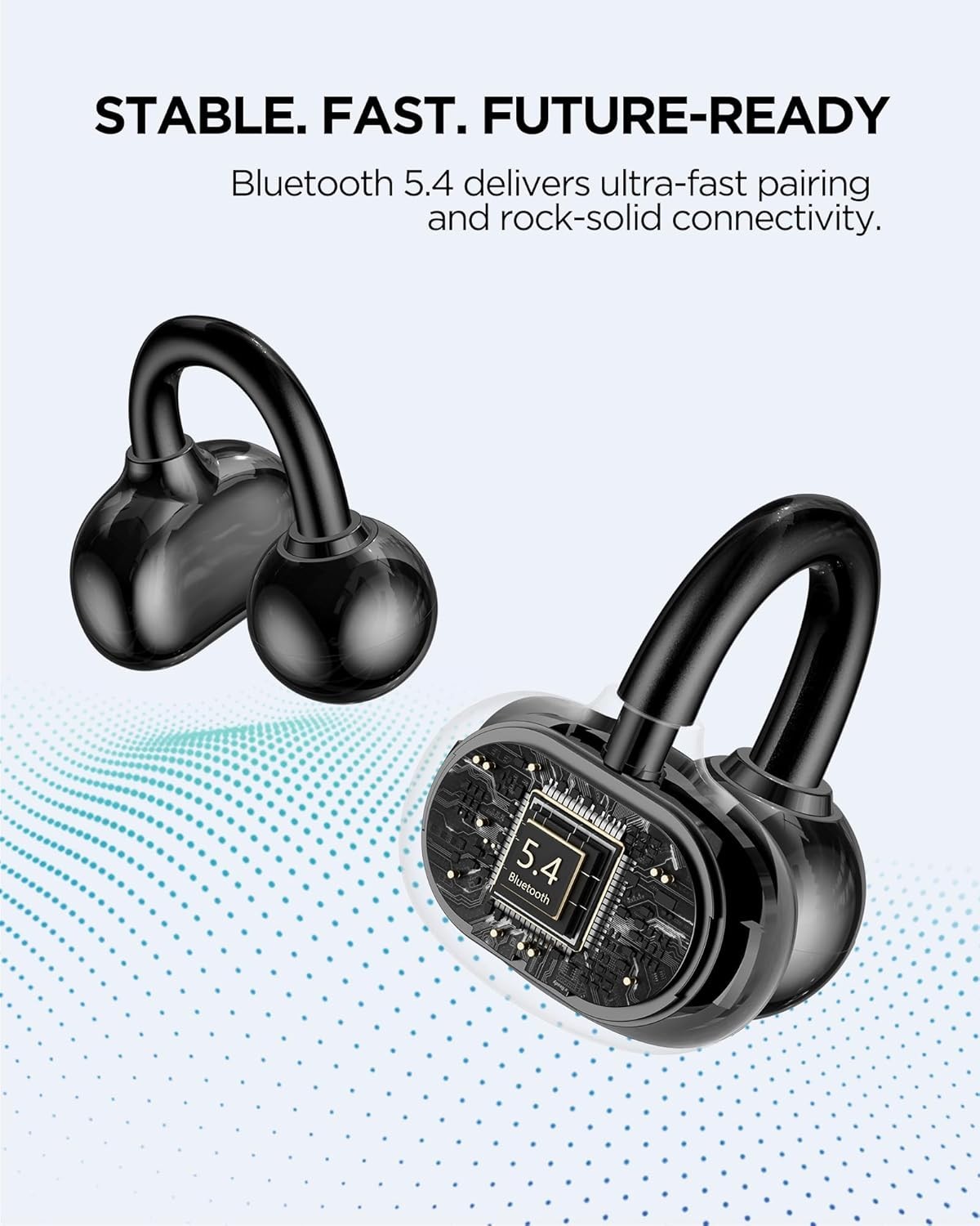 KT01 Pro Clip-on Earbuds, Open Wireless Bluetooth Headphones with Mic for Work