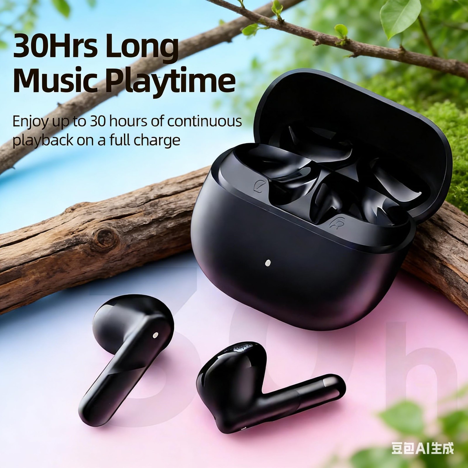 bmanl Wireless Earbuds, 13mm Dynamic Driver Powerful Bass, 30Hrs Black