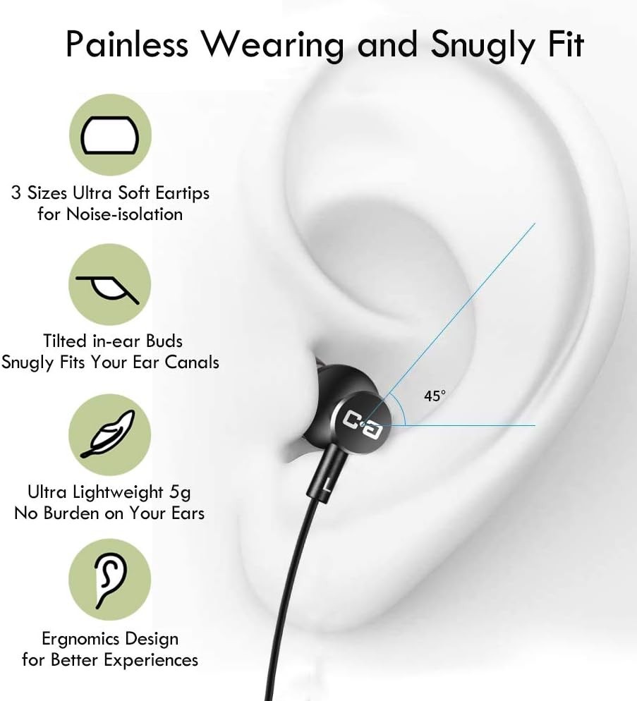 Extra Long Earbuds for TV & PC, with 12FT Spring Coiled Extension Cable, Volu…