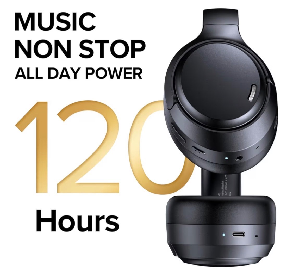 Hybrid Active Noise Cancelling Headphones 120H Long Playtime, 6 ENC Mic, Wireles