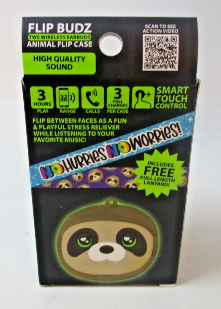 Sloth! – Gadget Gear Flip Budz Animal Head Earbuds with Case and Lanyard Cute
