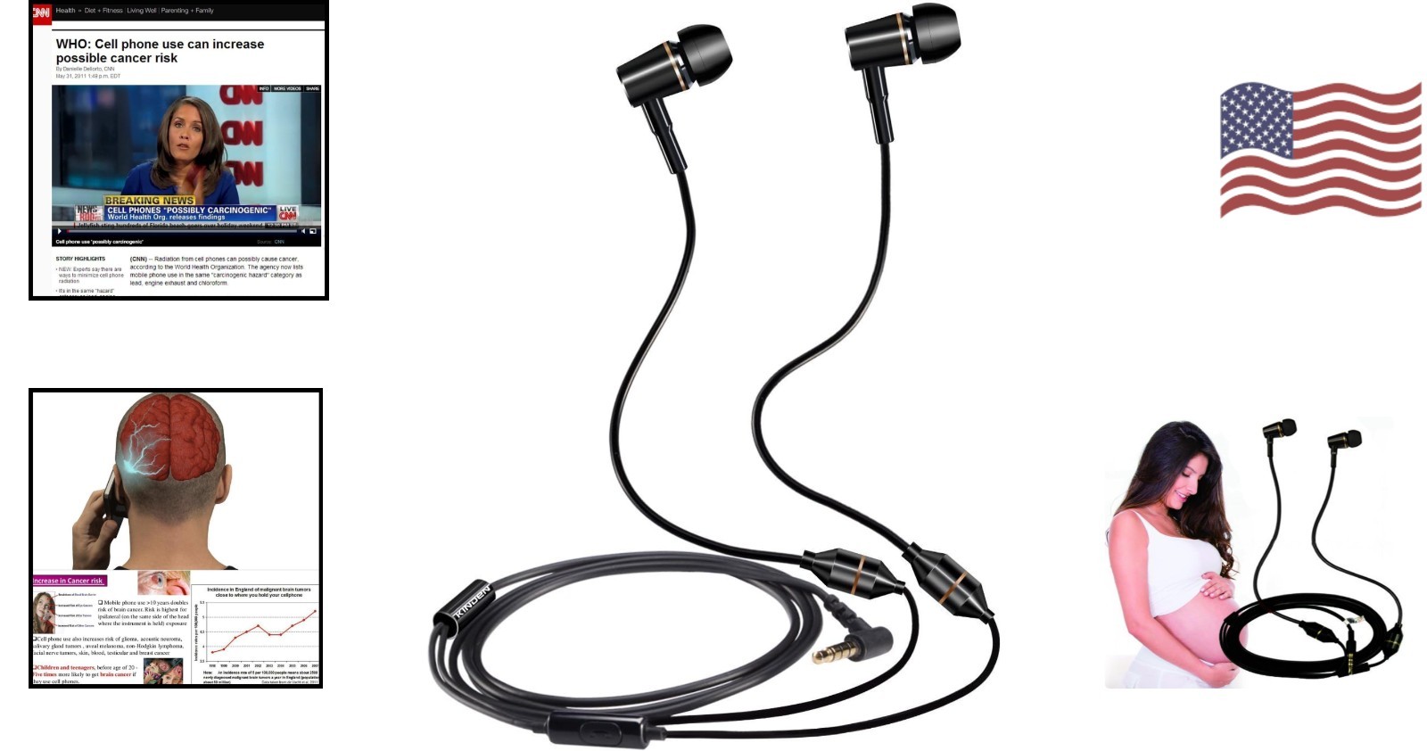 EMF Protection Headphones – Radiation-Free Earbuds with Microphone (3.5mm Jack)
