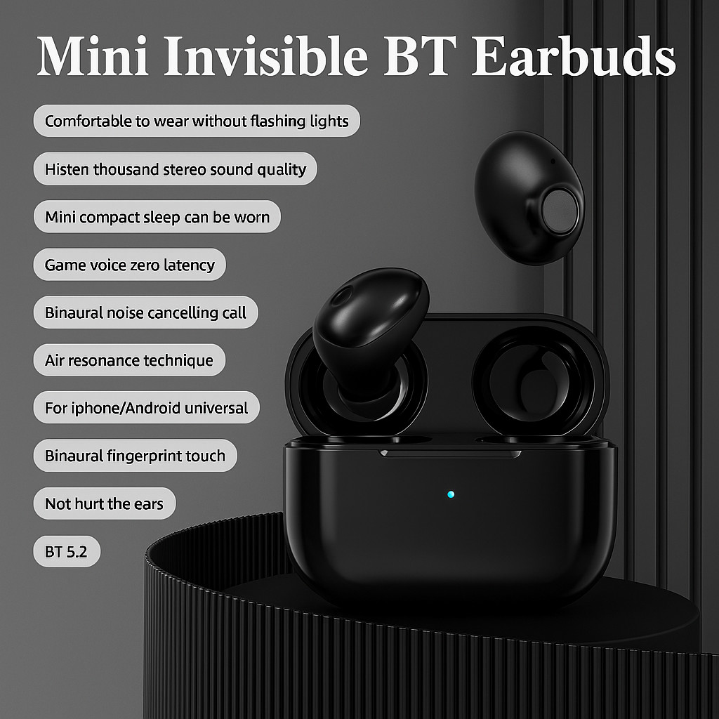 2025 NEW Mini Earbuds Invisible Sleep Headphone Bluetooth 5.2 Earphones Wireless